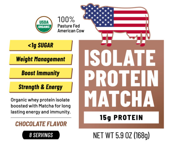 Label of Health&Tea Whey Isolate Protein Matcha Chocolate Flavor